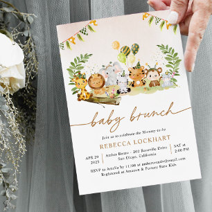 Tropischer Jungle Safari Tiere Girl Baby Brunch Einladung