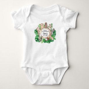 Tropischer Jungle Safari Tiere Kinderdusche Baby Strampler