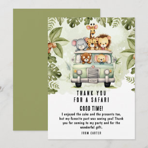 Tropischer Jungle Safari Tiere Kinderdusche Dankeskarte