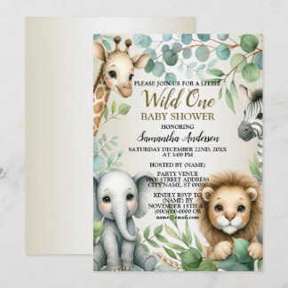 Tropischer Jungle Safari Tiere Kinderdusche Einladung