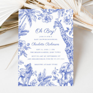 Tropischer Jungle Safari Tiere Kinderdusche Einladung