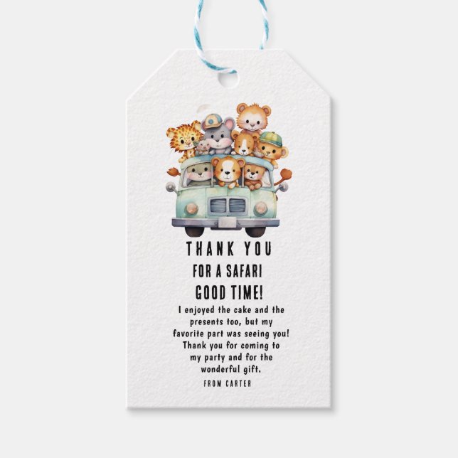 Tropischer Jungle Safari Tiere Kinderdusche Geschenkanhänger (Vorderseite)