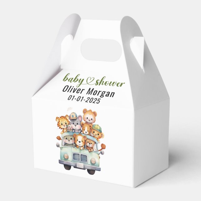 Tropischer Jungle Safari Tiere Kinderdusche Geschenkschachtel (Vorderseite)