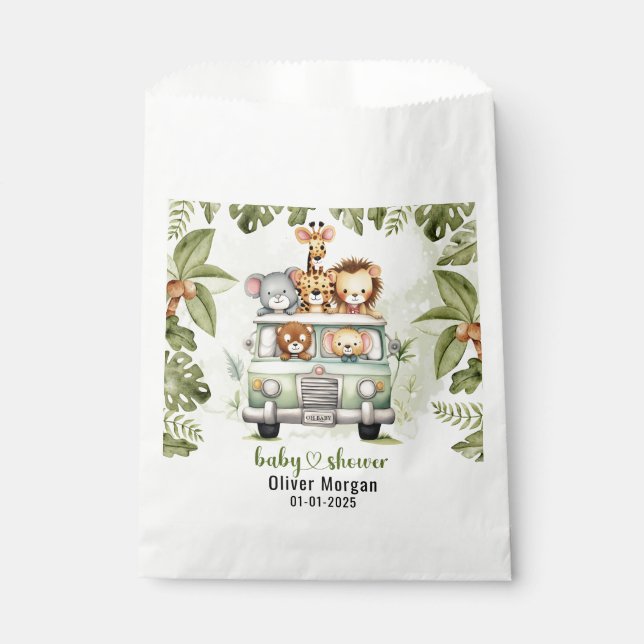 Tropischer Jungle Safari Tiere Kinderdusche Geschenktütchen (Vorderseite)