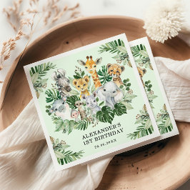 Tropischer Jungle Safari Wilde Tiere Geburtstag Ba Serviette