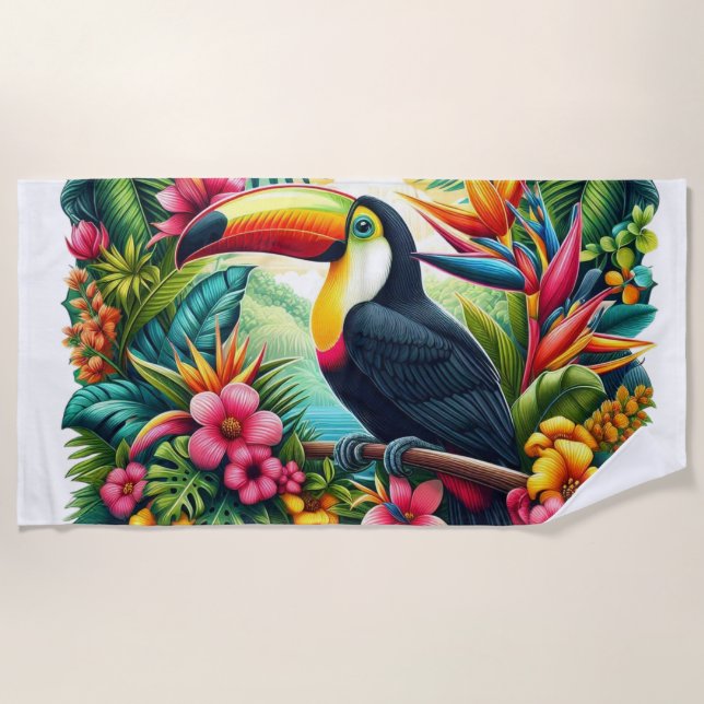 Tropischer/Jungle-Tukan-Vogel Strandtuch (Vorderseite)