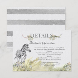 Tropischer Jungle Zebra Wedding Details Karte