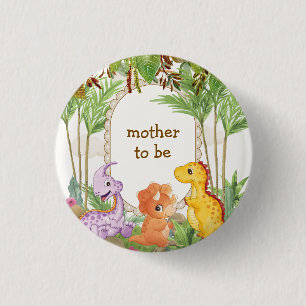 Tropischer Jurassic Dino Baby Shower für werdende Button
