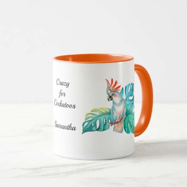 Tropischer Kakadu Exotischer Papagei Personalisier Tasse (VorderseiteRechts)