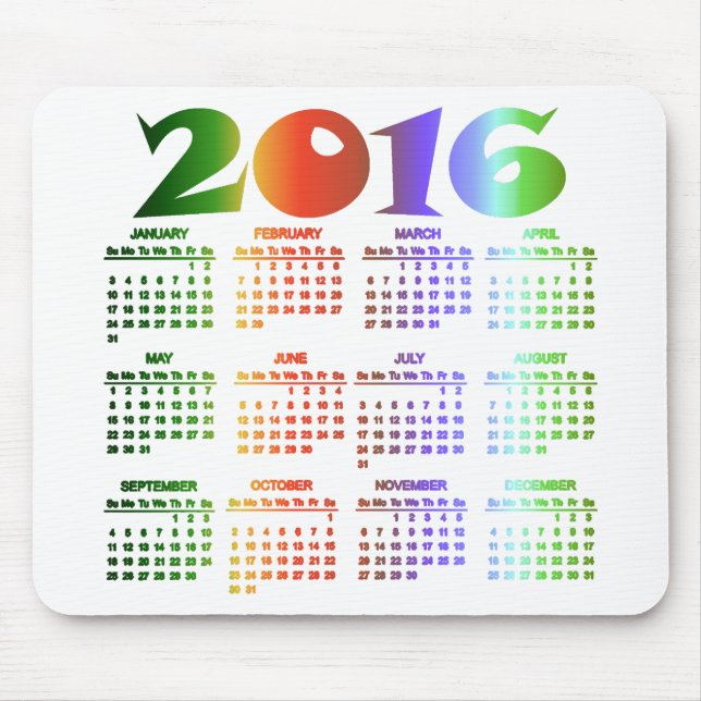 Tropischer Kalender der Farbe2016 Mousepad (Vorne)