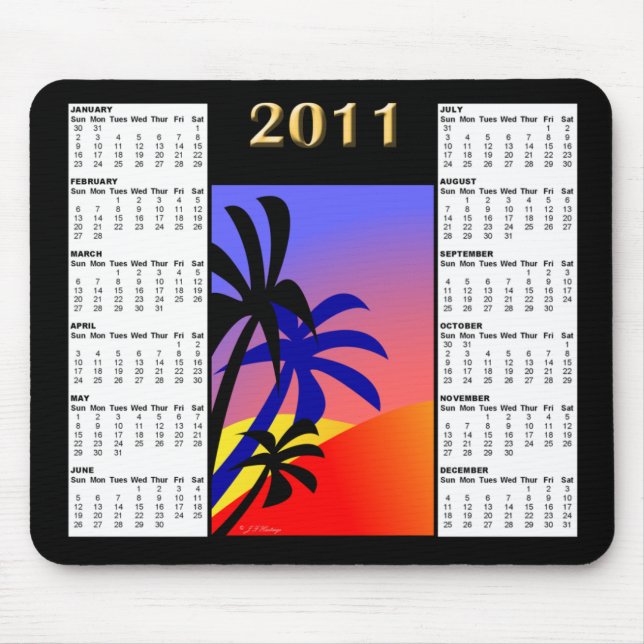 Tropischer Kalender Mousepad der Palmen-2011 (Vorne)