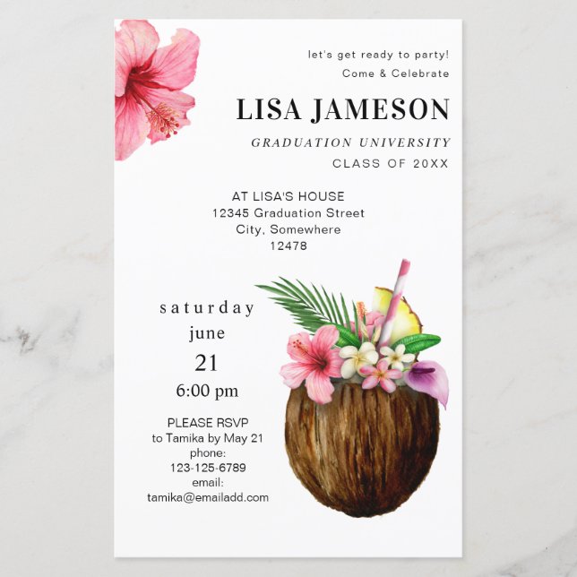 Tropischer Kokosnuss-Abschluss mit Foto V2 (Vorderseite)