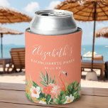Tropischer Korallenflora-Junggeselinnen-Abschied<br><div class="desc">Watercolor Tropical Coral Floral Greenery Junggeselinnen-Abschied Can Cooler mit Flamingo.</div>