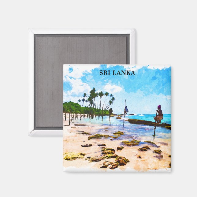 Tropischer Küstenstrand von Sri Lanka Magnet (Vorderseite/Rückseite)