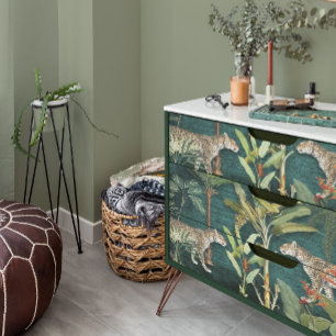Tropischer Leopard-Dschungel Aquamarin Blue Decoup Seidenpapier