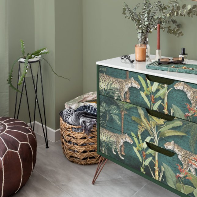 Tropischer Leopard-Dschungel Aquamarin Blue Decoup Seidenpapier (Von Creator hochgeladen)