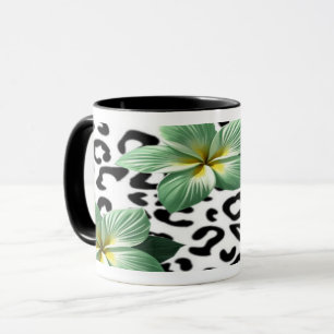 Tropischer Leoparden-Druck Blumen  Tasse