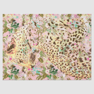 Tropischer Leopardenprint Floral Hawaiian rosa gel Seidenpapier
