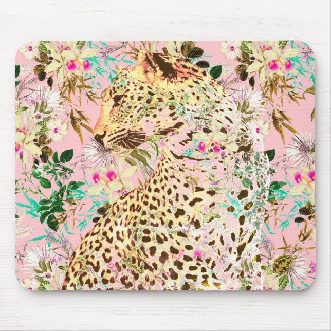 Tropischer Leopardenprint Mousepad (Vorne)