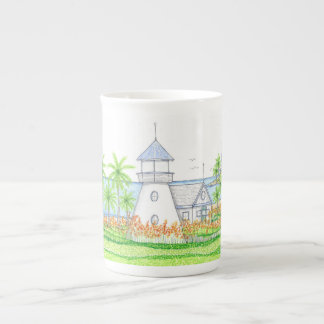 Tropischer Leuchtturm Teetasse Prozellantasse