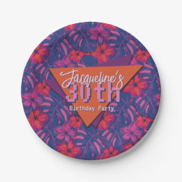 Tropischer Lila Blumengeburt Pappteller