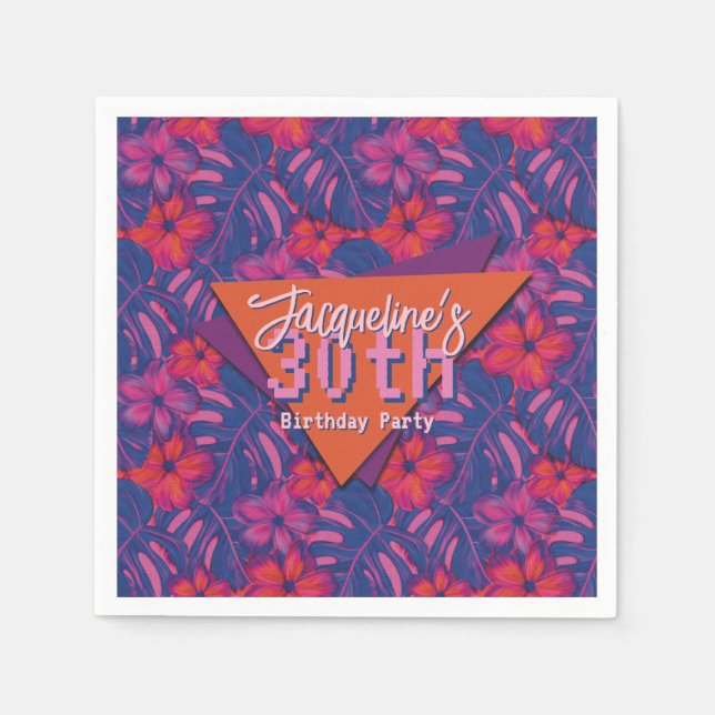 Tropischer Lila Blumengeburt Serviette (Vorderseite)