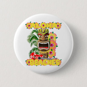 Tropischer lustiger Aloha Strand-Hawaiianer Tiki Button