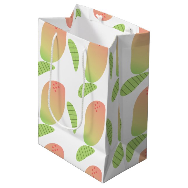 Tropischer Mango Frucht Grüner Orange Mittlere Geschenktüte (Vorderseite Schrägansicht)
