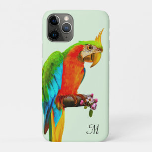 Tropischer mehrfarbiger Ara-Vogel & Monogramm-Einz Case-Mate iPhone Hülle