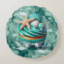 Tropischer Minze Seashell Cupcake Rundkissen Rundes Kissen