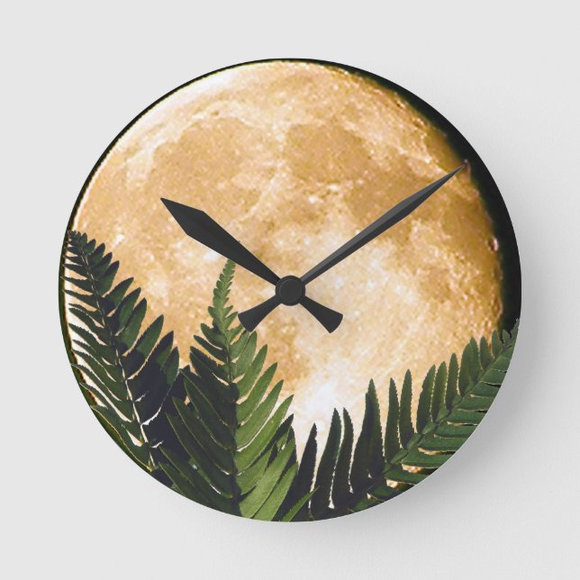 Tropischer Mond Runde Wanduhr (Vorderseite)