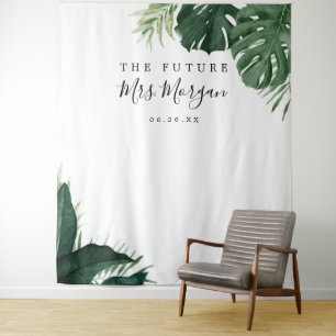 Tropischer Monstera-Hintergrund für Brautparty Wandteppich