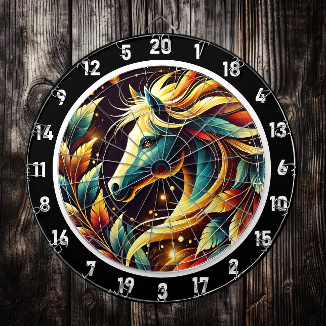Tropischer Neon Stallion Spielzimmer Kunst Dartscheibe (Von Creator hochgeladen)