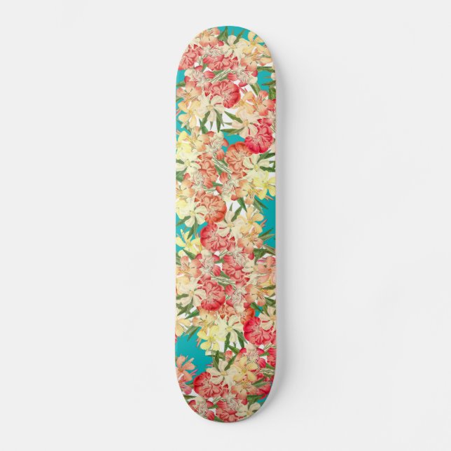 Tropischer Oleander-BlumenBlumen-InselSkateboard Skateboard (Vorderseite)