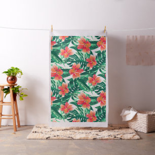 Tropischer orange Hibiskus Stoff