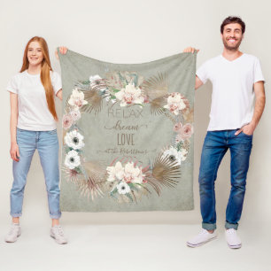 Tropischer Orchid Floral Boho Bohemischer Familien Fleecedecke