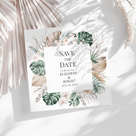 Tropischer Orchid und Monstera Save the Date Karte