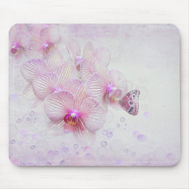 Tropischer Orchid und Schmetterling Mousepad (Vorne)