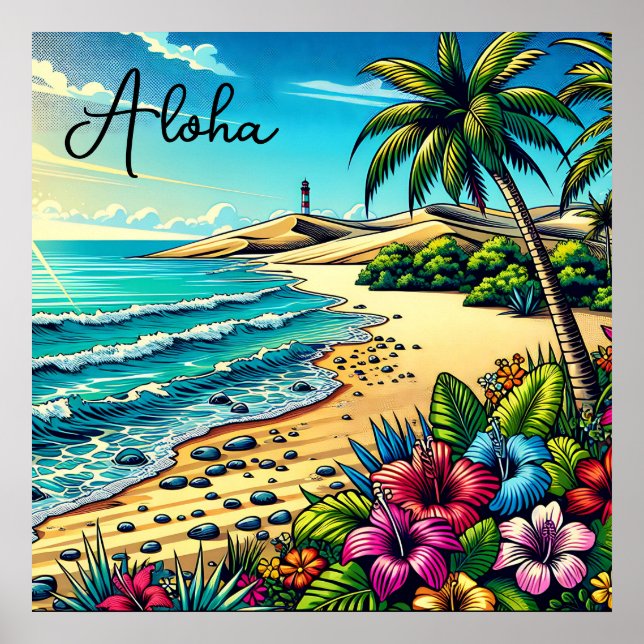 Tropischer Ozean Aloha Urlaub Poster (Vorne)
