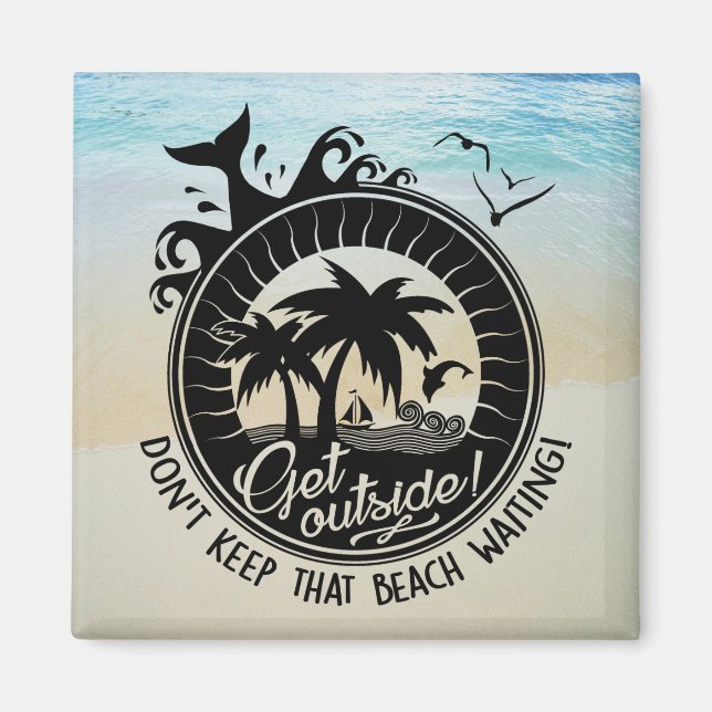 Tropischer Ozean Pub | Behalt diesen Strand nicht  Magnet (Vorne)