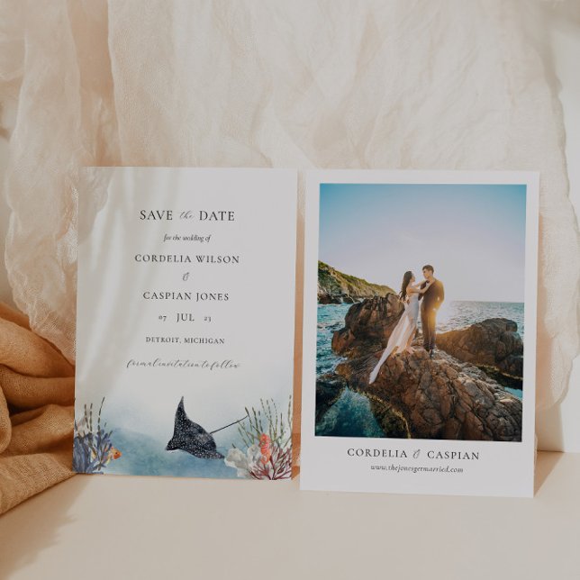 Tropischer Ozean Save the Date Wasserfarbe Einladung (Von Creator hochgeladen)