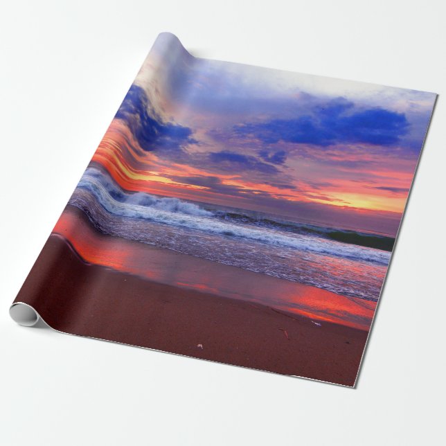 Tropischer Ozean-Sonnenuntergang Geschenkpapier (Ungerollt)