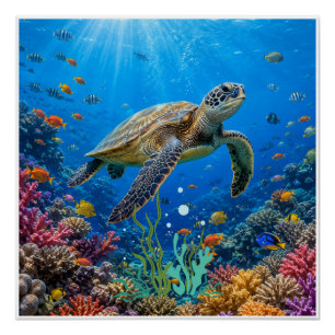 Tropischer Ozean-Wildlife-Druck Poster