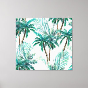 Tropischer Palm: Dschungel-Muster in Wasserfarbe. Leinwanddruck