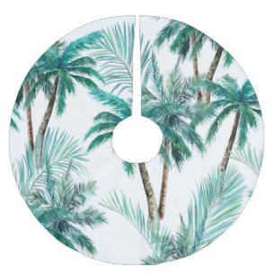 Tropischer Palm: Dschungel-Muster in Wasserfarbe. Polyester Weihnachtsbaumdecke