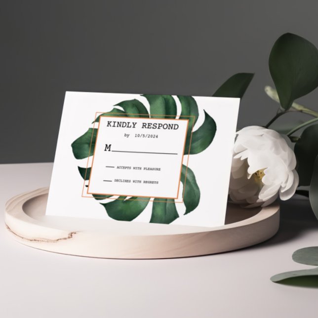 Tropischer Palm Leaf Response Card UAWG RSVP Karte (Von Creator hochgeladen)