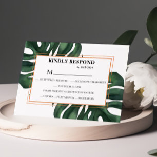Tropischer Palm Leaf Response Card UAWG RSVP Karte