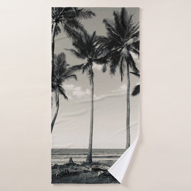 TROPISCHER PALMBAUM AM STRAND BADEHANDTUCH (Badehandtuch)