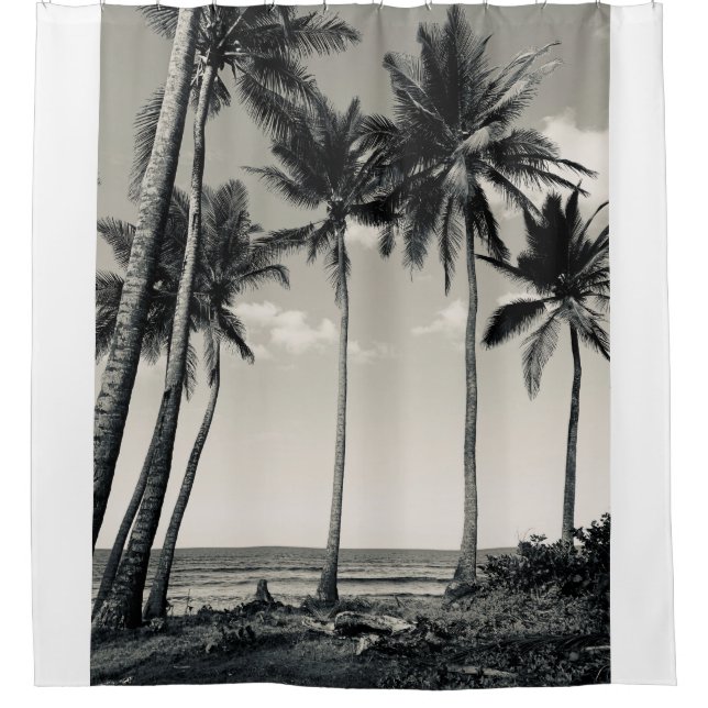 TROPISCHER PALMBAUM AM STRAND DUSCHVORHANG (Vorderseite)