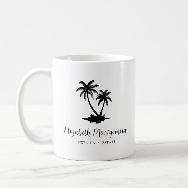 Tropischer Palmbaum personalisiert Kaffeetasse (Links)